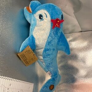 Blue Dolphin Plush Toy with an attached smaller Dolphin plush